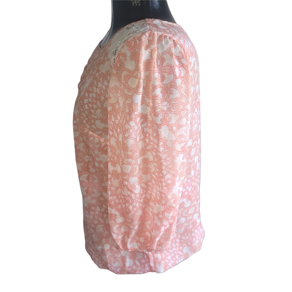 Ricki's Peach and Cream Blouse L - Picture 4 of 6